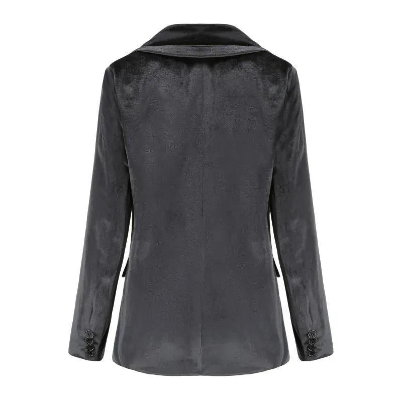 -Mode | Women's Smooth Session Velvet Blazer - Casual Solid Color