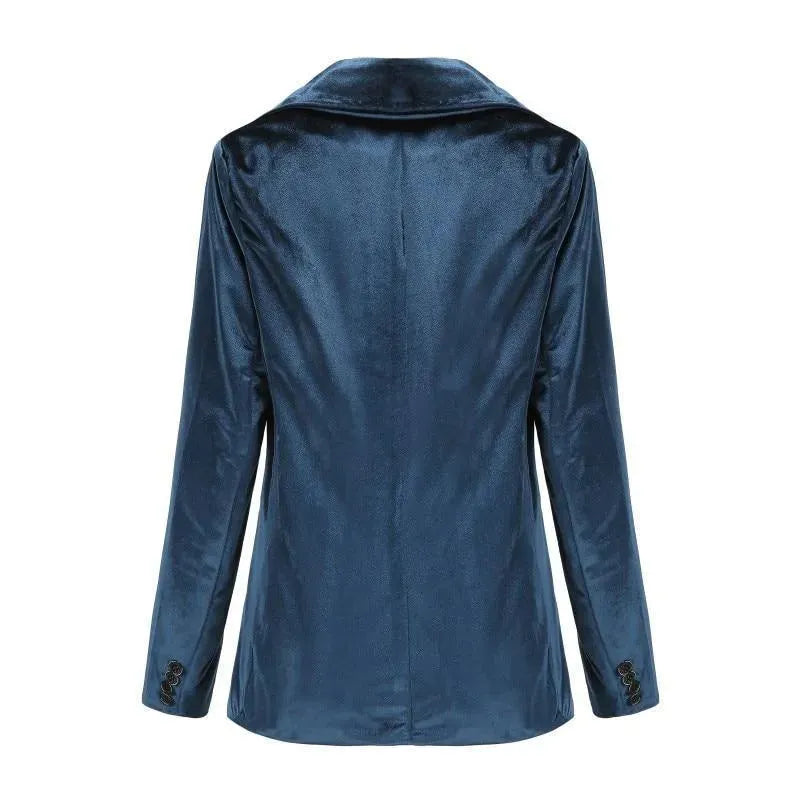 -Mode | Women's Smooth Session Velvet Blazer - Casual Solid Color
