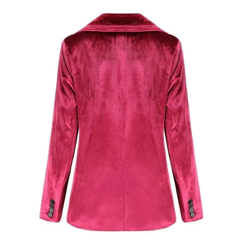 -Mode | Women's Smooth Session Velvet Blazer - Casual Solid Color