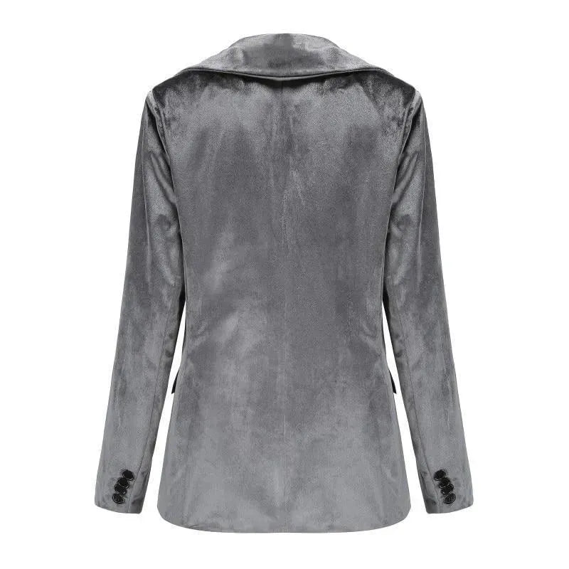 -Mode | Women's Smooth Session Velvet Blazer - Casual Solid Color