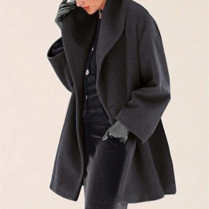 -Mode | Women's Wool Coat with Wide Collar