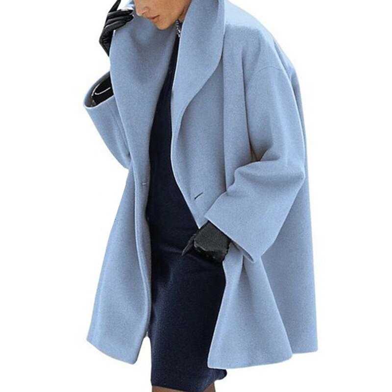 -Mode | Women's Wool Coat with Wide Collar