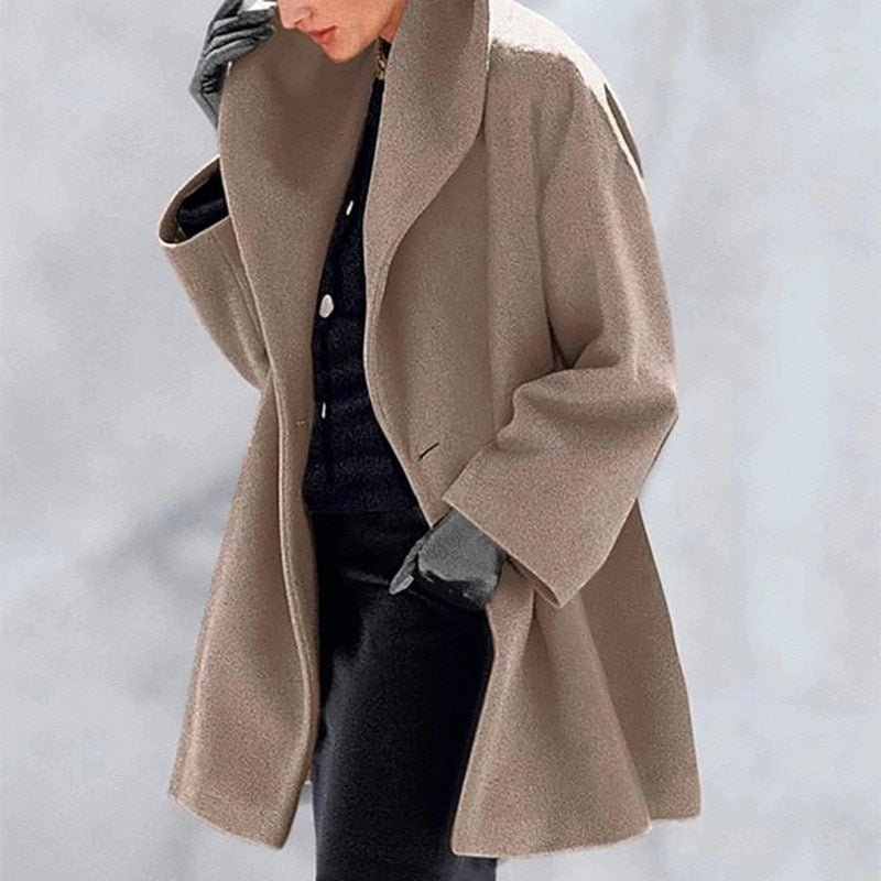 -Mode | Women's Wool Coat with Wide Collar