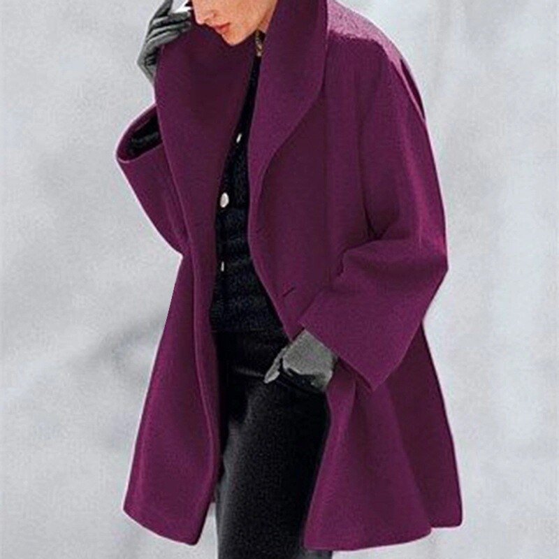 -Mode | Women's Wool Coat with Wide Collar