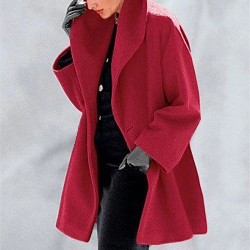 -Mode | Women's Wool Coat with Wide Collar